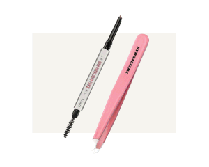 tweezers and brow pencil