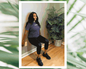 Nandini Collins performs a Wall Sit