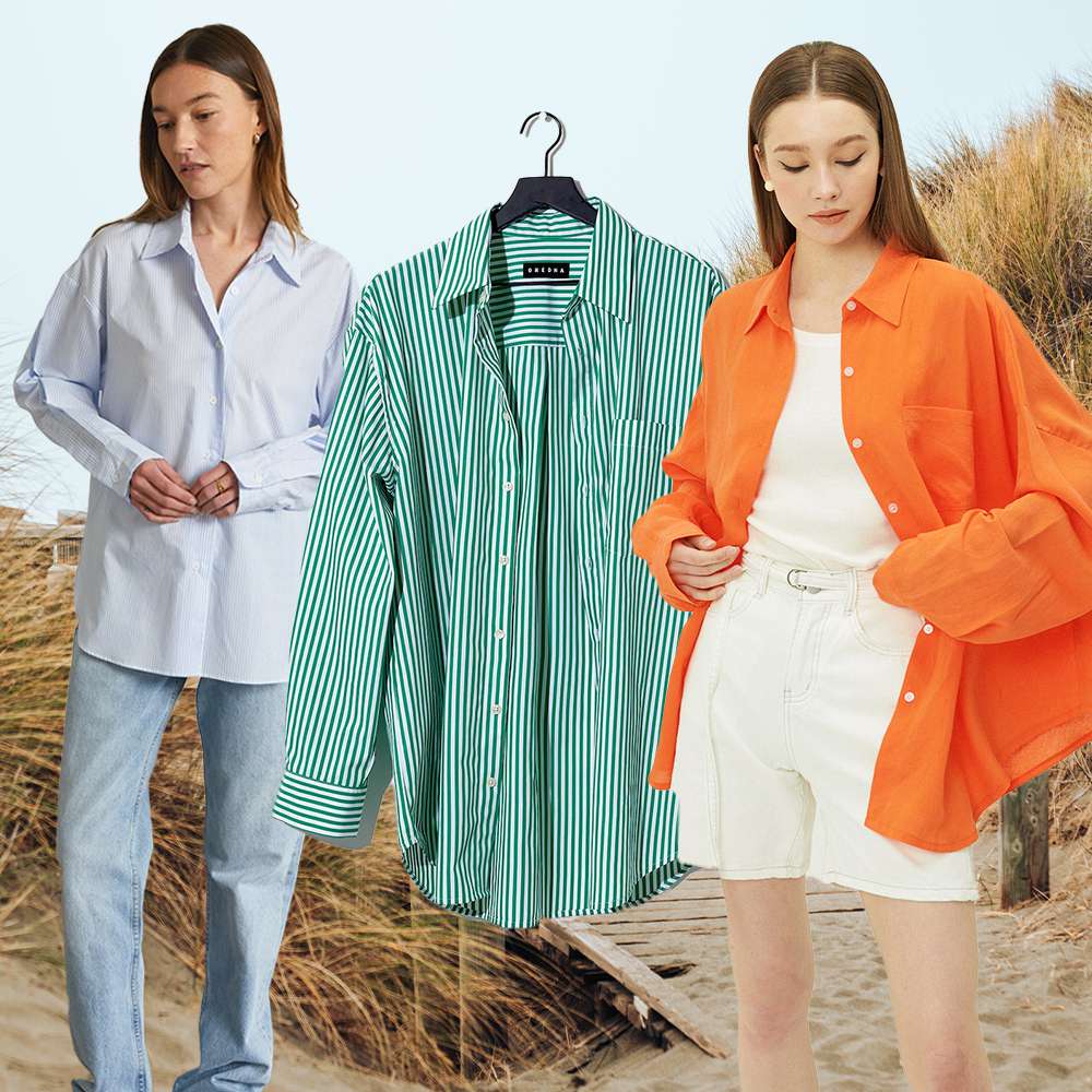 Button down outfit collage