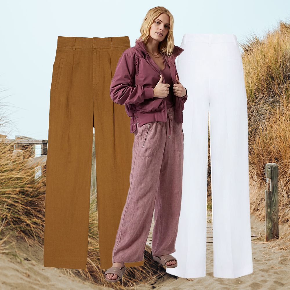 Linen pants outfit collage