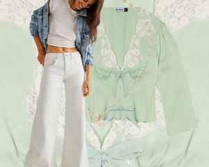 Low rise jeans outfit collage