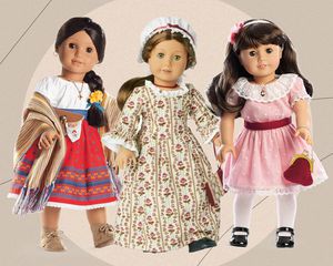 American Girl Dolls on a nude background