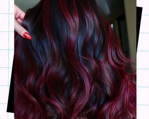 woman with black cherry hair color