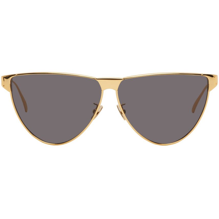 Bottega Veneta Gold & Grey Aviator Sunglasses