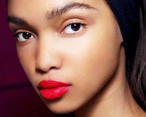 woman with red lipstick