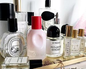 perfume on vanity