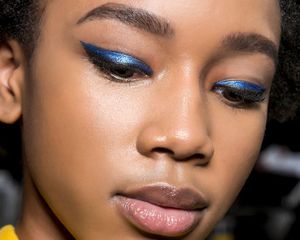 woman with blue eyeliner