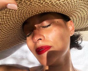 woman with red lipstick