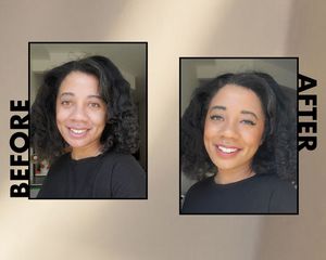 Byrdie Editor before and after Clé de Peau foundation
