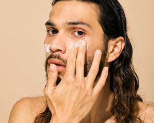 man with skincare