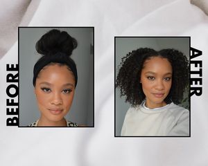 The author before (left) and after (right) using the Bread Beauty Supply Hair-Mask.