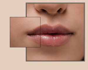 close up of lips with beige border