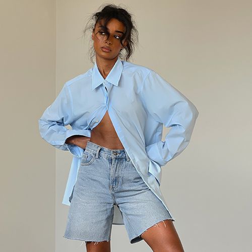Nuria Oversized Blouse-Blue ($93)