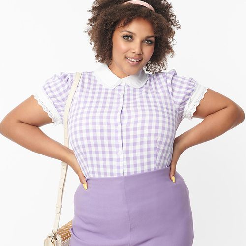 Plus Size Lavender Gingham Blouse ($54)