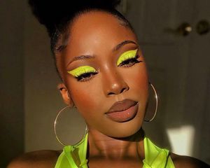 woman with neon makeup