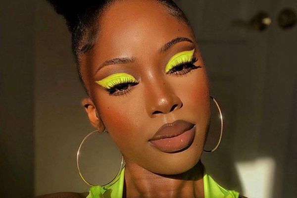 woman with neon makeup