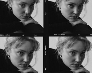 woman looking at camera
