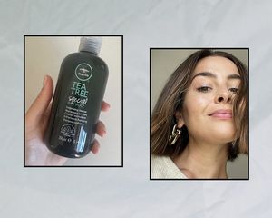 Paul Mitchell Tea Tree Special Shampoo product shot and results on Emily Algar