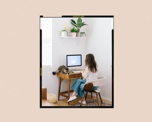 woman sitting at desk
