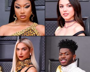 Megan Thee Stallion, Olivia Rodrigo, Dua Lipa, and Lil Nas X on the 2022 Grammys red carpet