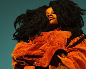 Woman with long natural hair