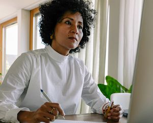 woman on computer