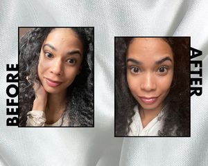 Writer before and after applying Smashbox's Halo Healthy Glow Tinted Moisturizer