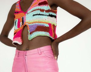 Crochet top and pink pants