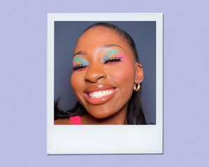 woman wearing rainbow unicorn eyeshadow