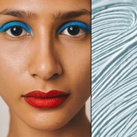 woman with blue eyeliner