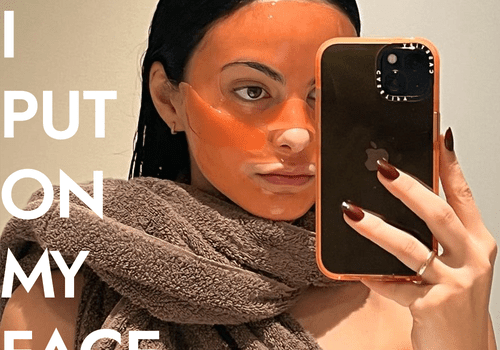 Camila Mendes wearing sheet mask