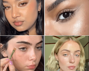 Four women wearing transparent eyeliner